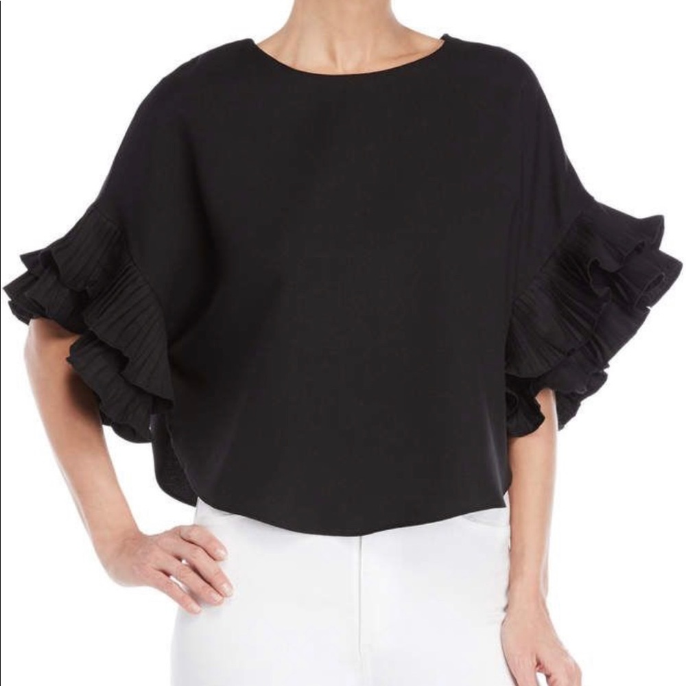 Black Ruffle Sleeved top